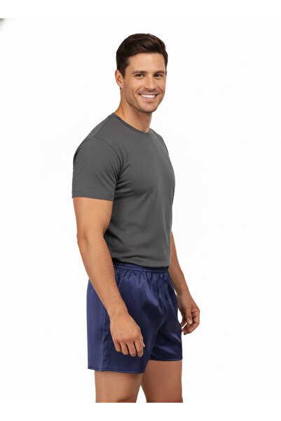 Oppland Men's Satin Fabric Shorts Solid Color Elastic Waistband No Pockets Relaxed Fit Lightweight Fabric