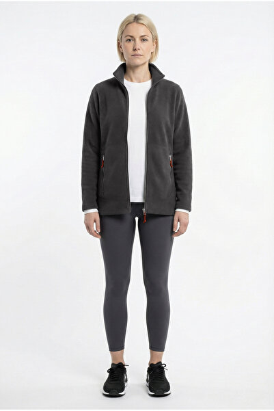 Cottonland Women's Scarlett Regular Fit Zip-Up Polar Fleece Jacket Gray