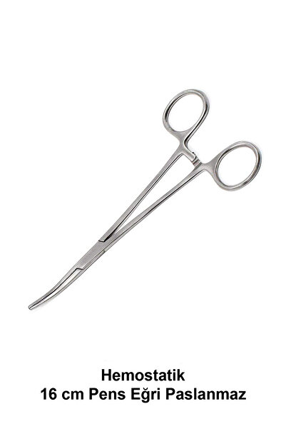 ATEL-SAN Hemostatik 16 cm Pens Eğri Paslanmaz