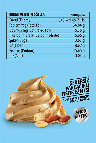 FRİGGY Şekersiz Parçacıklı Fıstık Ezmesi %100 Fıstık 320GR