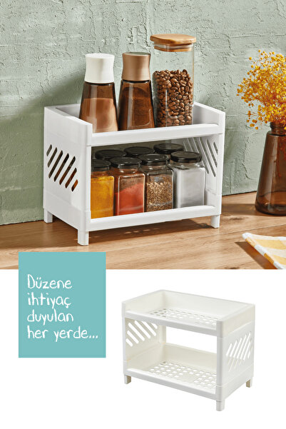DUO LİNE HAUSEHOLD UTENSİLS 2 Katlı Masa Üstü Düzenleyici Takı Makyaj Rafı Of...