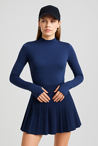 Turuncu Gardrop Kadın Parmak Geçirmeli Uzun Kol Pamuklu Basic Body