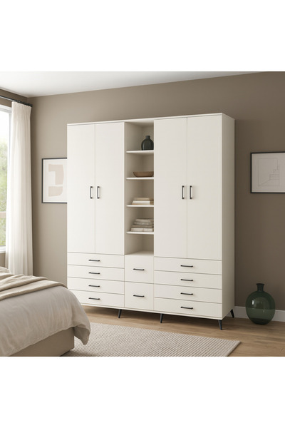 Dienni Kronos Dolap 9 Raflı 10 Çekmeceli 2 Askılı 220x59x243 Aytaşı-Aytaşı/Ay...