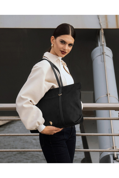 U.S. Polo Assn. Geantă neagră de umăr pentru femei Us26310 Exclusiv online