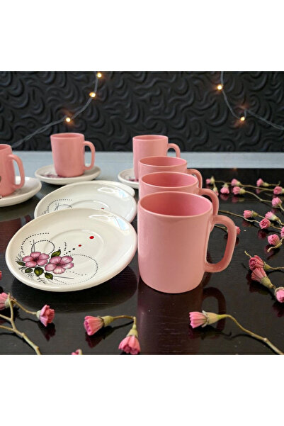 arsimhome 6 Kişilik Şeker Pembe Fincan Takımı