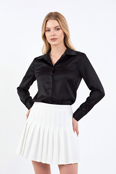 Volanlı High Waist Pleated White Skirt