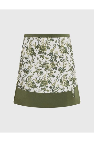 İLVİ Lalita Yeşil Çiçek Desenli Kadın Etek