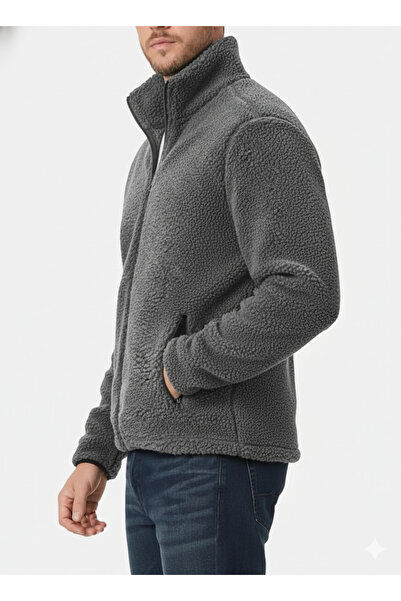 VEGA PORT Φούτερ Unisex με φερμουάρ με 2 τσέπες και επένδυση από φλις εσωτερικά, γκρι