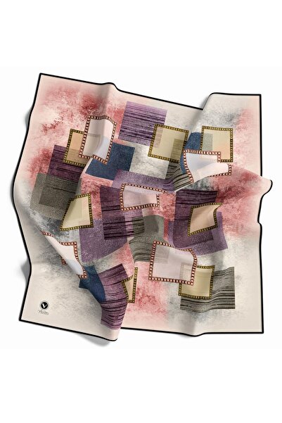 VİOLLA Twill Batik Desenli Siyah Renkli 90x90 Eşarp (İpek İçermez) Kenar Diki...