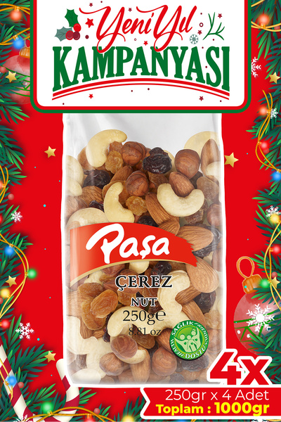 Paşa Kuruyemiş Çiğ Karışık Kuruyemiş 250 gr X 4 Adet (1 KG)