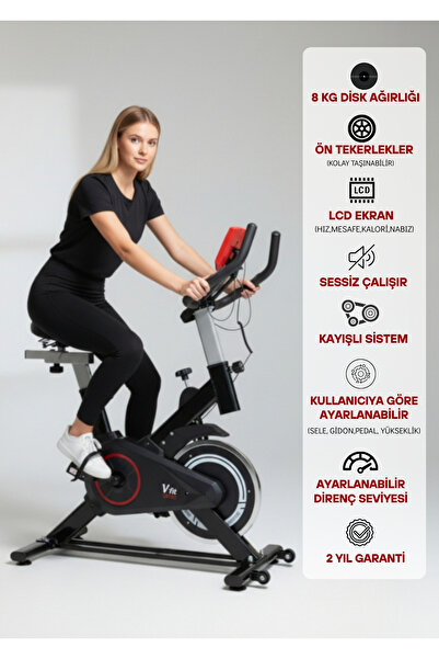 VFİT Voit Garantili Db100 Pro Spin Bike Elden Nabız Ölçer Direnci Ayarlanabilir Sessiz Çalışır