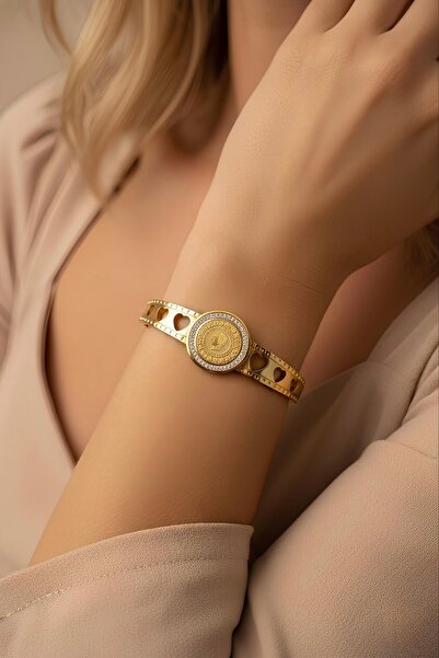 İNN JEWELLERY Çelik Kelepçe Bileklik Kararmaz Çeyrekli Figürlü (2 YIL İTHALAT...