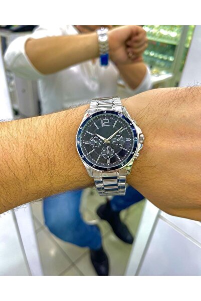 ÇENÇEN Erkek Çelik Gümüş Kordon Siyah Kadran Analog Yeni Model Kol Saati