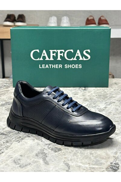 Caffcas Genuine Leather Navy Blue Casual Sports Men's Shoes 1255-61