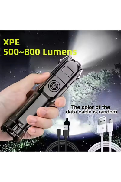 Choice F15-T 4 أوضاع إضاءة مصابيح LED قوية ومصباح يدوي تلسكوبي تكتيكي مزود بمنفذ USB ومصباح كشاف محمول L