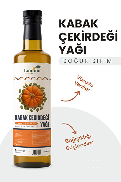 LUMİNAOİL Kabak Çekirdeği Yağı 250 ML %100 Doğal Soğuk Sıkım