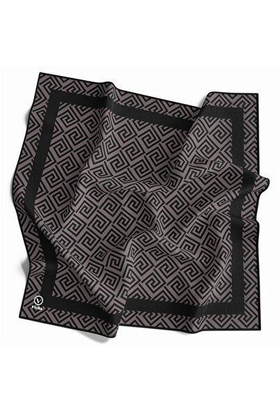 VİOLLA Twill Minimalist Desenli Füme Renkli 90x90 Eşarp (İpek İçermez) Kenar ...