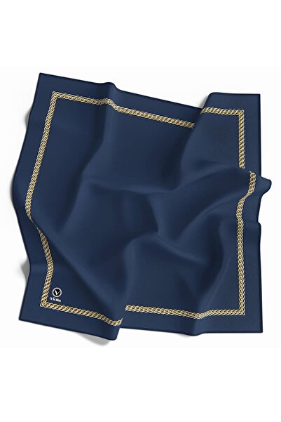 VİOLLA Twill Kenar Motifi Zincir Desenli Düz İndigo Renkli 90x90 Dikim Şekli ...