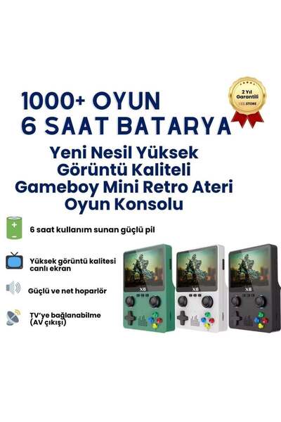 hızlı store X6 Taşınabilir Retro Oyun Konsolu HD Görüntü 10000 Oyunlu Game Stick