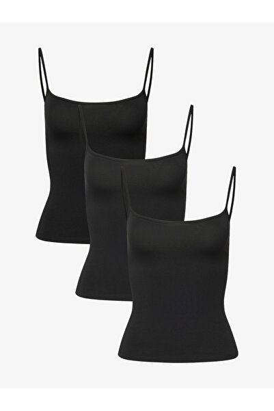 IPL Women's Black Cotton Soft Thin Strap Undershirt (3 Pieces)