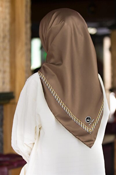 VİOLLA Twill Kenar Motifi Zincir Desenli Düz Vizon Renkli 90x90 Dikim Şekli :...