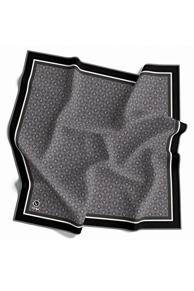 VİOLLA Twill V Desenli Füme Renkli 90x90 Eşarp (İpek İçermez) Dikim Şekli : El Dikişi