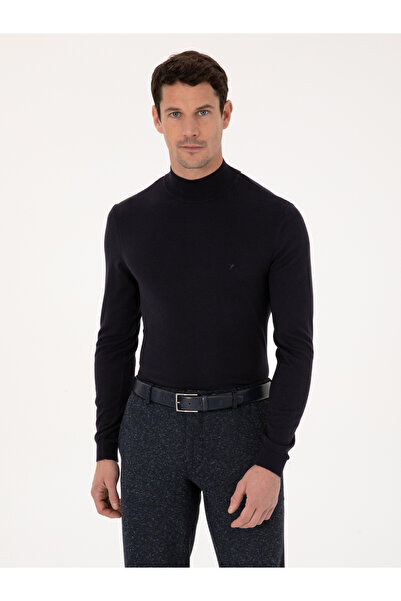 Cacharel Lacivert Slim Fit Pamuk Karışımlı Yarım Balıkçı Yaka Basic Triko Kazak 50318619-VR033