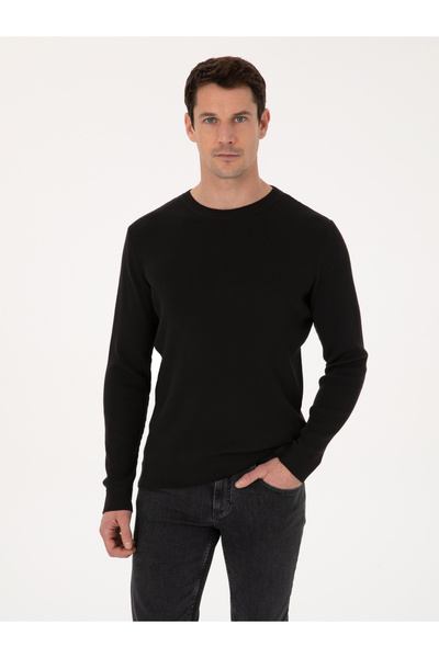 Cacharel Black Slim Fit Cotton Blend Crew Neck Thessaloniki Knitwear Sweater ...