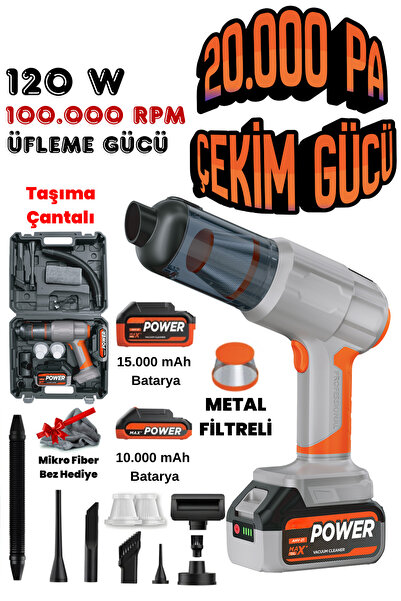 post alley Kablosuz Araç Içi Süpürge 20.000PA Güçlü Emiş 90.000RPM Fırçasız M...