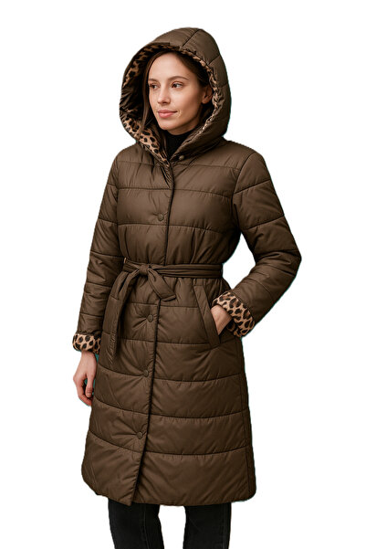 OEM Women's reversible jacket – Leopard print / Plain brown – Size 54