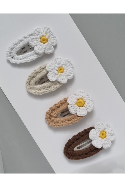 zanaatçı anne Amigurumi Χειροποίητο Σετ με 4 πολύχρωμες πόρπες Daisy Snap