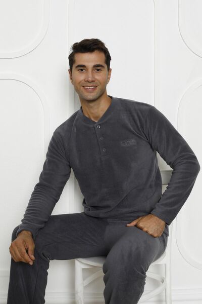Akasya Men's Pocketed Winter Fleece Pajamas Set 2252P