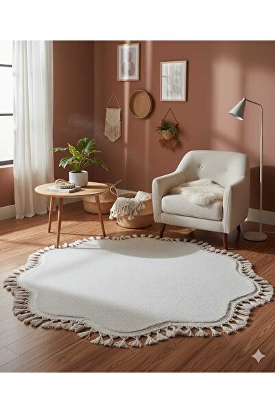 ALTUN CARPET YUVARLAK PELÜŞ POST PAPATYA PONPON SAÇAKLI MODERN