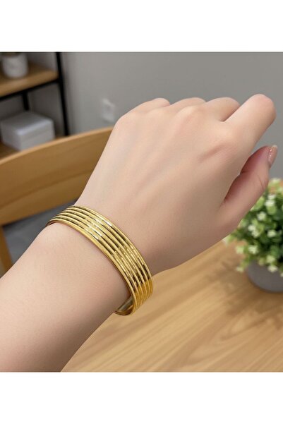 15 gr (GRAM) Yatırımlık İşçiliksiz Oluklu Ajda Desenli Şarnel Bilezik 22 Ayar Altın