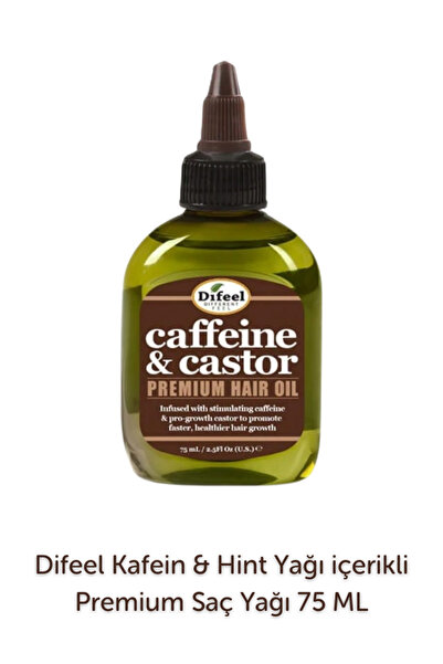 Difeel Caffeine & Castor Yavaş Uzayan Saçlara Özel Saç Bakım Yağı 75ml