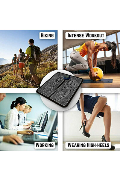 MeK Fine EMS Foot Massager with Remote, 19 Intensities, 8 Modes, USB Charging, Black -