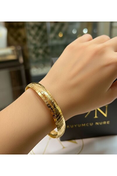 10 Gr (Gram) Bronz Renk Yılan Derisi Desenli İşçiliksiz Yatırımlık Bilezik 22 Ayar Altın