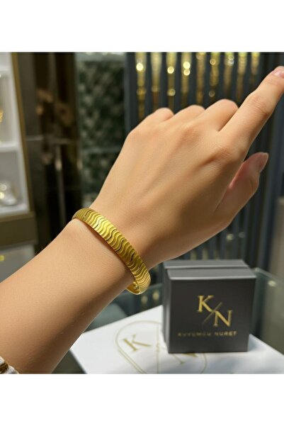 10 Gr (Gram) Mat Yılan Derisi Desenli İşçiliksiz Yatırımlık Şarnel Bilezik 22 Ayar Altın