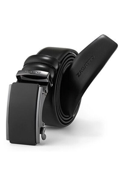 zagatto Curea piele barbati, Eleganta, Neagra, Catarama automata, Lungime 125...