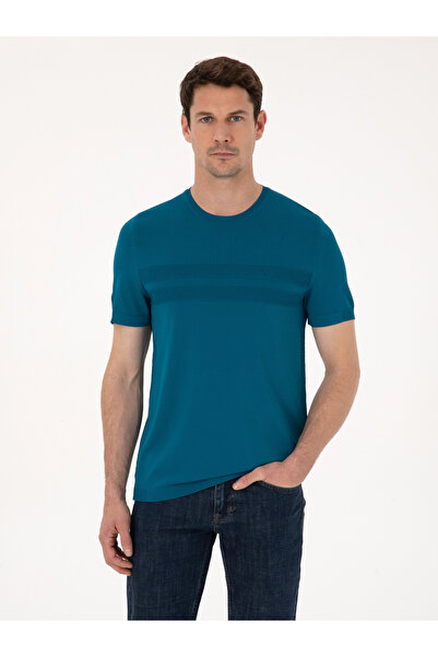 Cacharel Petrol Blue Slim Fit Crew Neck Knitwear T-Shirt 50311875-Vr102