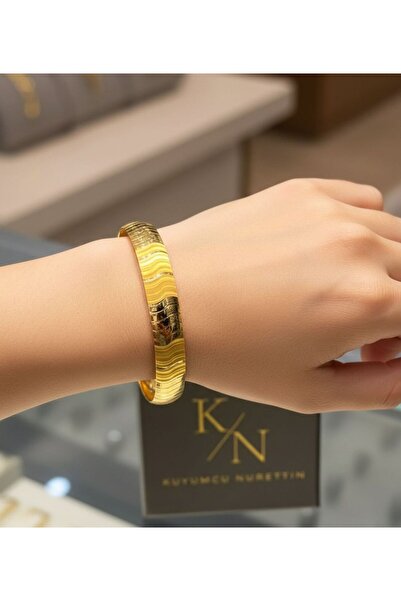 12 gr (GRAM) Yılan Derisi Desenli Yatırımlık İşçiliksiz Şarnel Bilezik 22 Ayar Altın