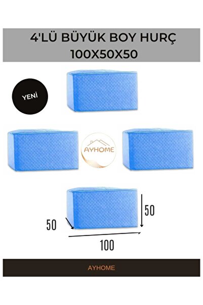 AYHOME Mavi Renk Hurç 4 Adet Büyük Boy Yorgan Hurcu Çok Amaçlı Hurç 4 Hurç Se...