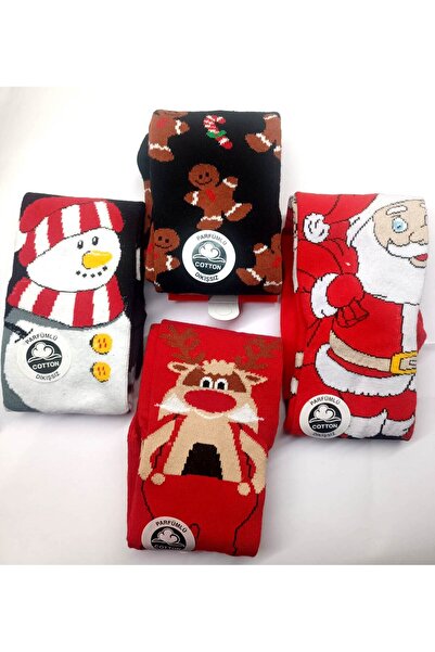 E-Hediyeci Christmas Socks Boxed (Assorted Models, Christmas Model in Single Box, Christmas Gift Socks) - 3 Pcs Mix