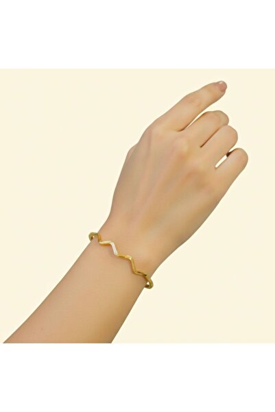 10 gr (GRAM) İşçiliksiz Yatırımlık Yarı Zikzak Oluklu Ajda Bilezik 22 Ayar Altın