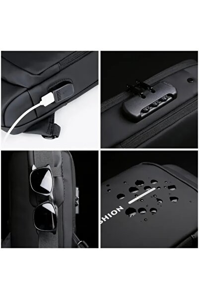 MeK Fine Smart Crossbody Backpack, Waterproof, USB Charging, Anti-theft, Unisex (Gray/Brown)