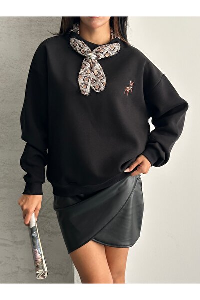 modazoom Eșarfă și detaliu brodat supradimensionat Swea tricou