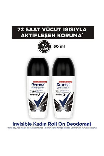 Rexona Kadın Roll On Deodorant Invisible On Black + White Clothes 50 ml x2 Adet