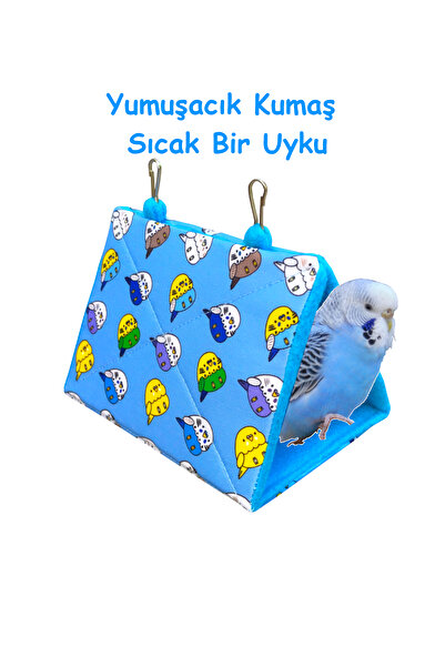 Kuşarkadaşım Muhabbet Kuşu Yuvası Uyku Hamağı Çadırı Mavi Mhbthmk00