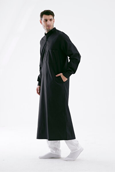 Beratnur Men's Wide Cut Cellabiye – Hajj Umrah & Daily Wear – Cotton-Viscose – Black