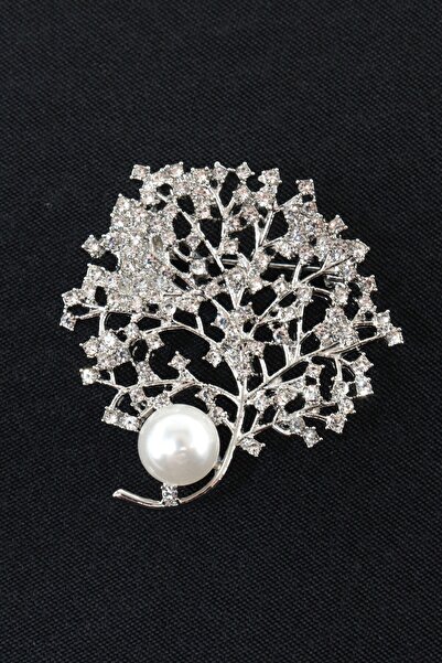 Branches extending to the future tree of life woman brooch pearl zircon stone silver color lapel pin